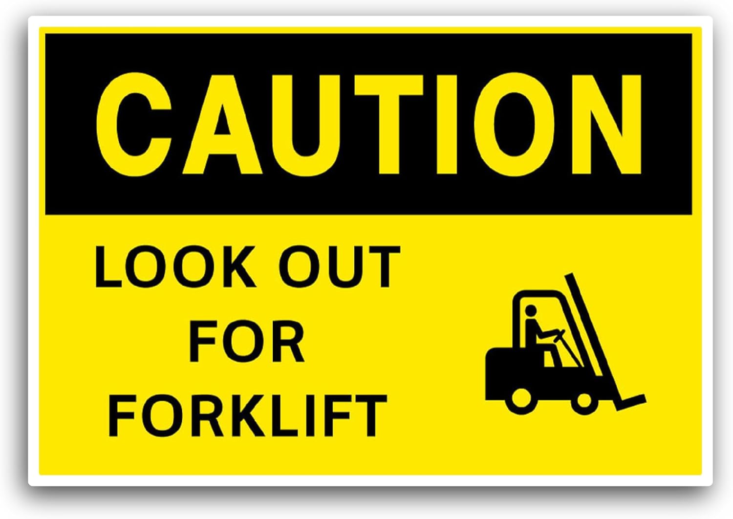 2 (Pieces) 3" and 5" Caution F0rklift Sticker, Waterproof Vinyl Decals for Many Purpose Like Cars, Trucks, Laptops, Phones, Windows and More