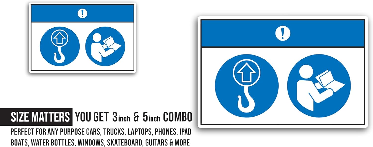 2 (Pieces) 3" and 5" Notice Lift Hazard Sticker, Waterproof Vinyl Decals for Many Purpose Like Cars, Trucks, Laptops, Phones, Windows and More