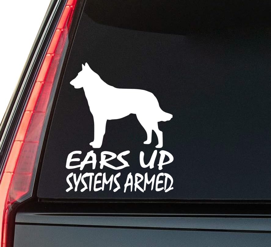 Ears up System Armed Vinyl Decal Sticker 6" (White), Waterproof Vinyl Decals for Many Purpose Like Cars, Trucks, Laptops, Phones, Windows and More