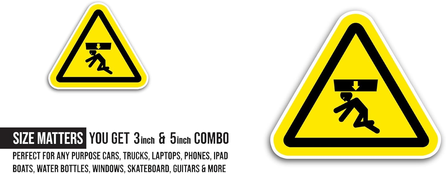 2 (Pieces) 3" and 5" Warning Lift Correctly Sticker, Waterproof Vinyl Decals for Many Purpose Like Cars, Trucks, Laptops, Phones, Windows and More