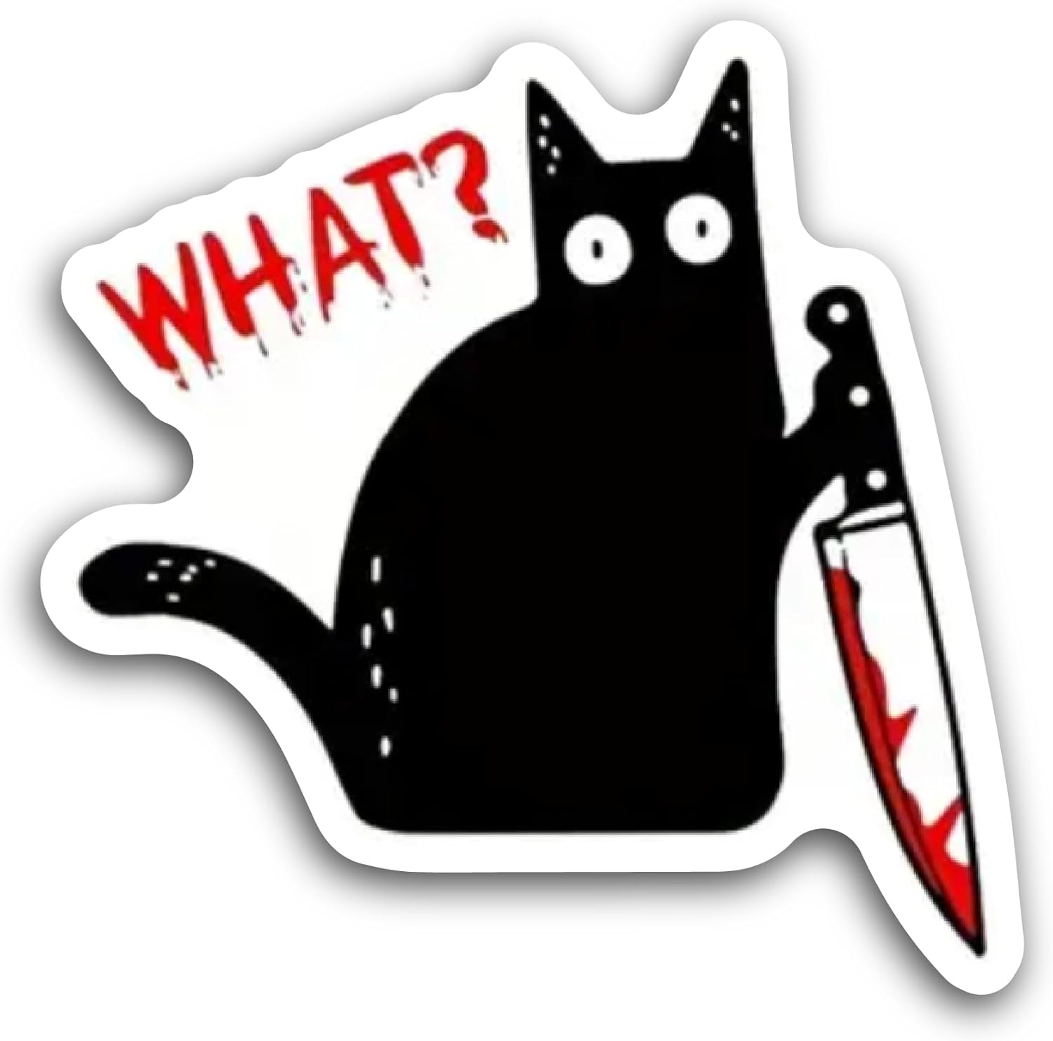 2 (Pieces) 3" and 5" Black Cat with Knife Sticker, Waterproof Vinyl Decals for Many Purpose Like Cars, Trucks, Laptops, Phones, Windows and More