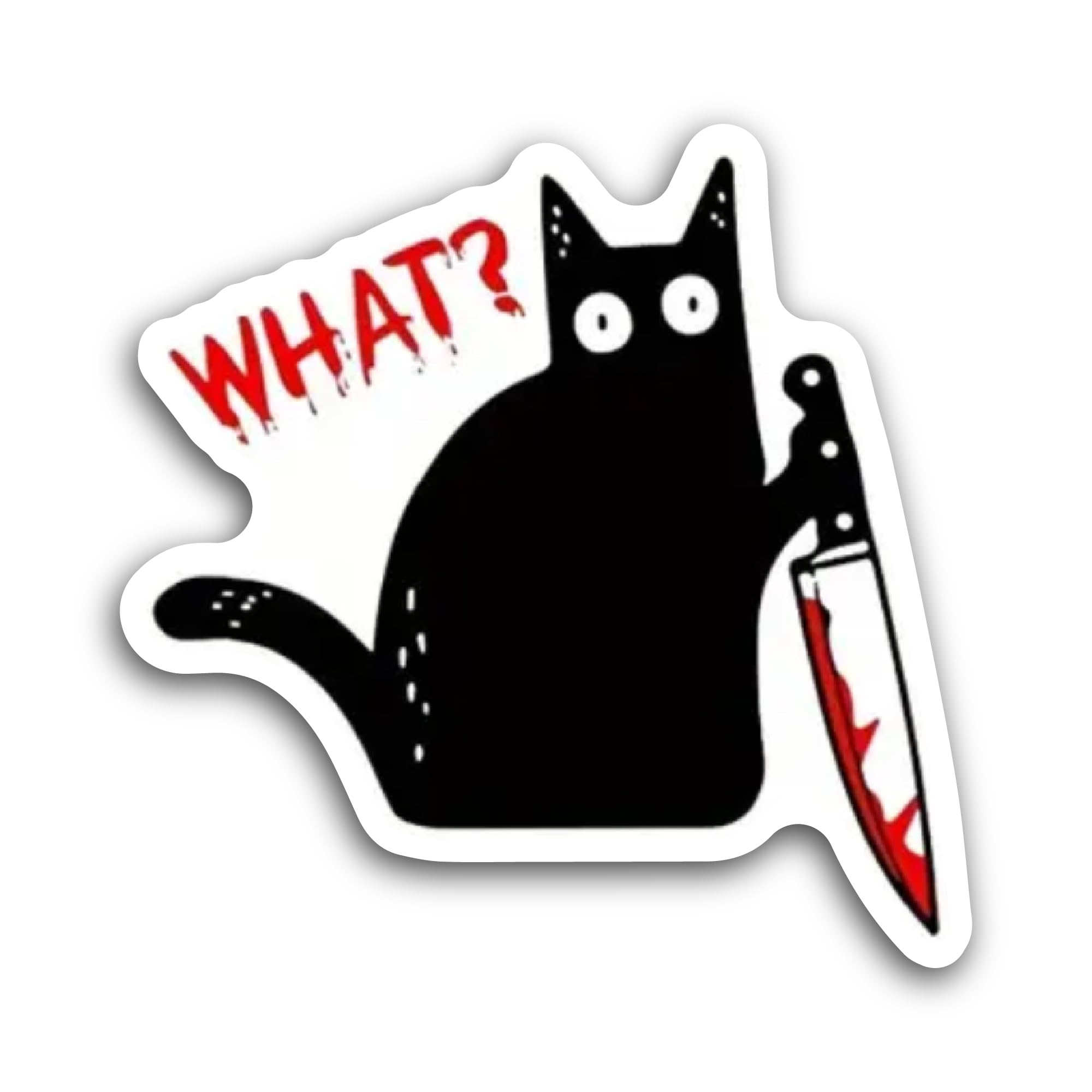 2 (Pieces) 3" and 5" Black Cat with Knife Sticker, Waterproof Vinyl Decals for Many Purpose Like Car