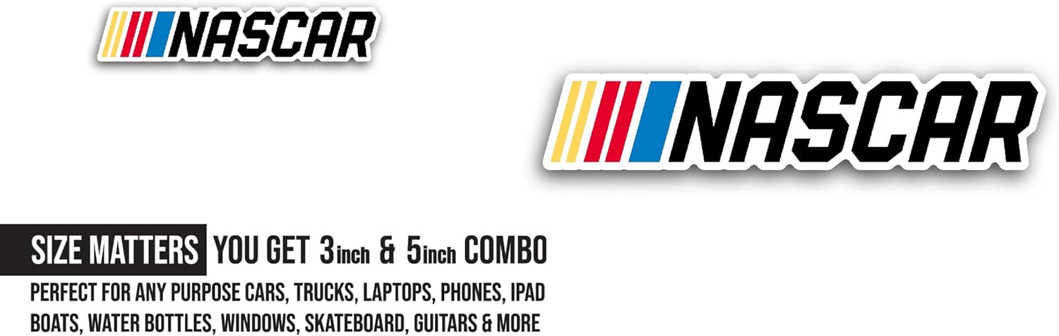 2 (Pieces) 3" and 5" Nasc@r Sticker, Waterproof Vinyl Decals for Many Purpose Like Cars, Trucks, Laptops, Phones, Windows and More