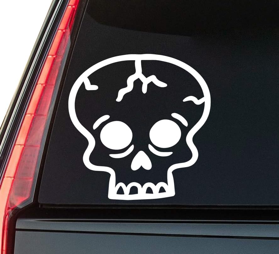 Skull Head Window Vinyl Decal Sticker 6" (White), Waterproof Vinyl Decals for Many Purpose Like Cars, Trucks, Laptops, Phones, Windows and More