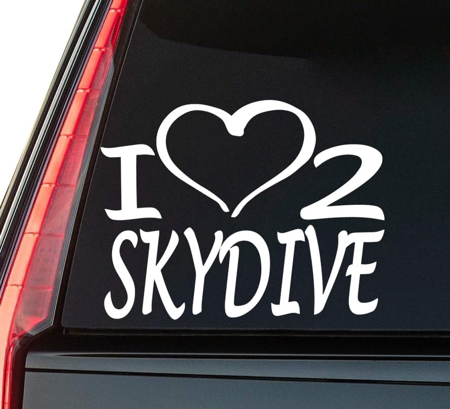 Skydive Window Vinyl Decal Sticker 6" (White), Waterproof Vinyl Decals for Many Purpose Like Cars, Trucks, Laptops, Phones, Windows and More