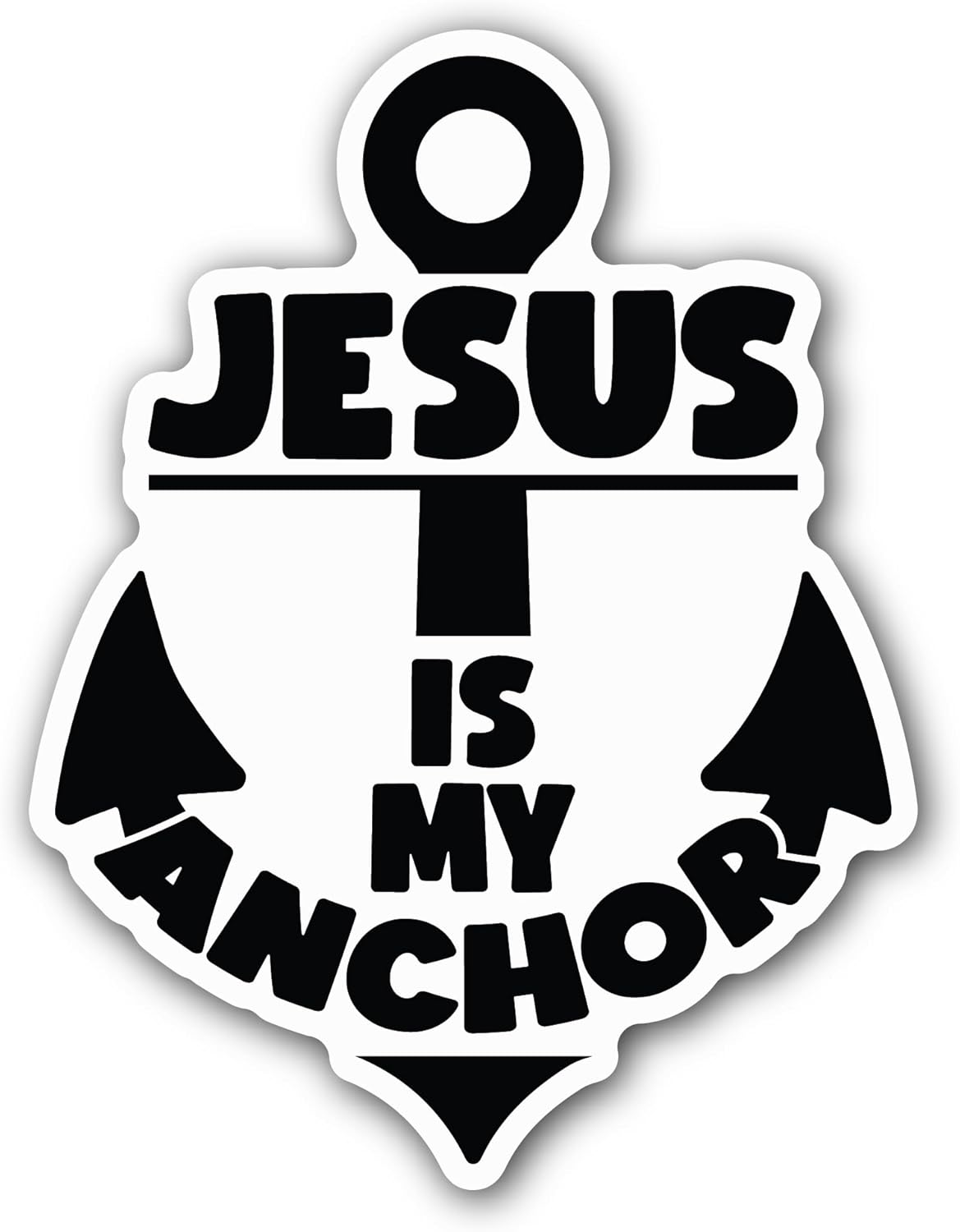 2 (Pieces) 3" and 5" Jesus is My Anchor Sticker, Waterproof Vinyl Decals for Many Purpose Like Cars, Trucks, Laptops, Phones, Windows and More