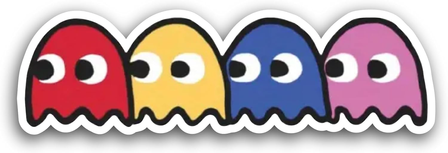 2 (Pieces) 3" and 5" Pacman Ghost Sticker, Waterproof Vinyl Decals for Many Purpose Like Cars, Trucks, Laptops, Phones, Windows and More