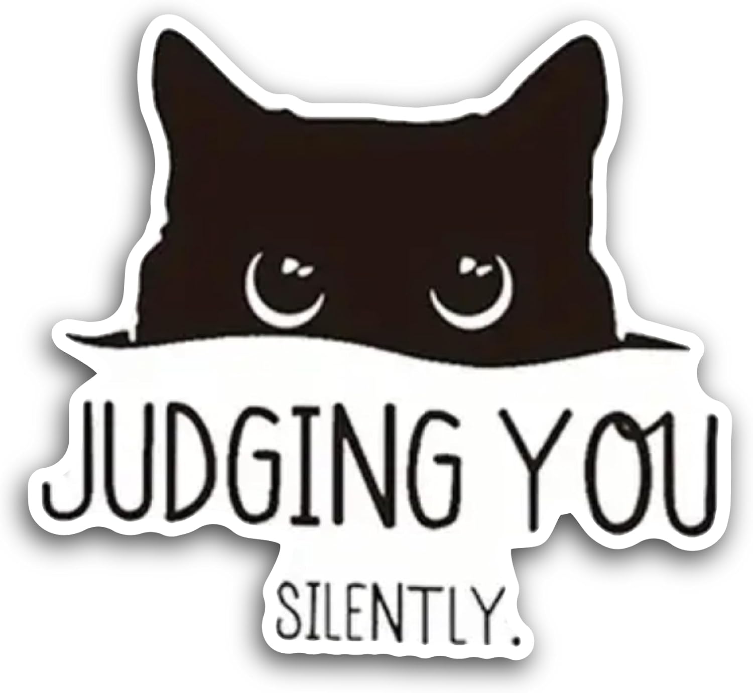 2 (Pieces) 3" and 5" Judging You Silently Sticker, Waterproof Vinyl Decals for Many Purpose Like Cars, Trucks, Laptops, Phones, Windows and More