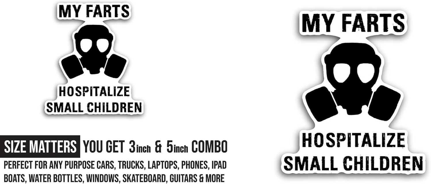 2 (Pieces) 3" and 5" Gas Mask Sticker, Waterproof Vinyl Decals for Many Purpose Like Cars, Trucks, Laptops, Phones, Windows and More