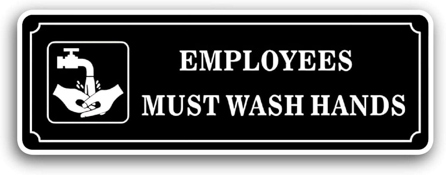2 (Pieces) 3" and 5" Employees Must Wash Hands Sticker, Waterproof Vinyl Decals for Many Purpose Like Cars, Trucks, Laptops, Phones, Windows and More