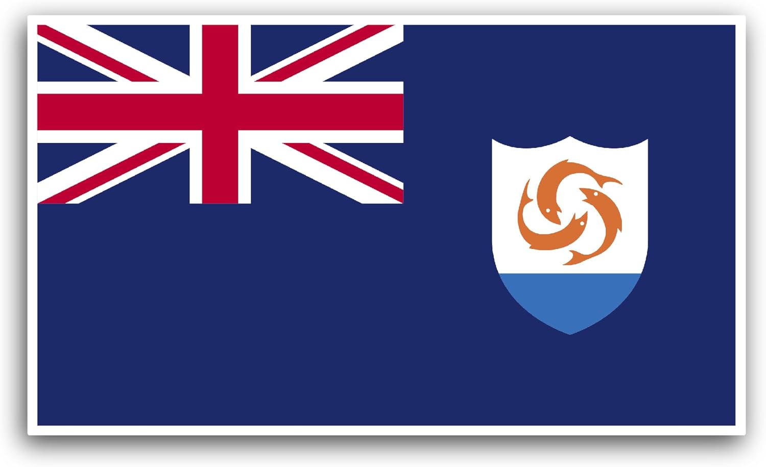 2 (Pieces) 3" and 5" Anguilla Flag Sticker, Waterproof Vinyl Decals for Many Purpose Like Cars, Trucks, Laptops, Phones, Windows and More