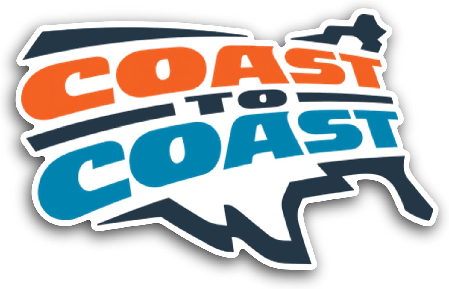 2 (Pieces) 3" and 5" C0ast-to-Coast Sticker, Waterproof Vinyl Decals for Many Purpose Like Cars, Trucks, Laptops, Phones, Windows and More