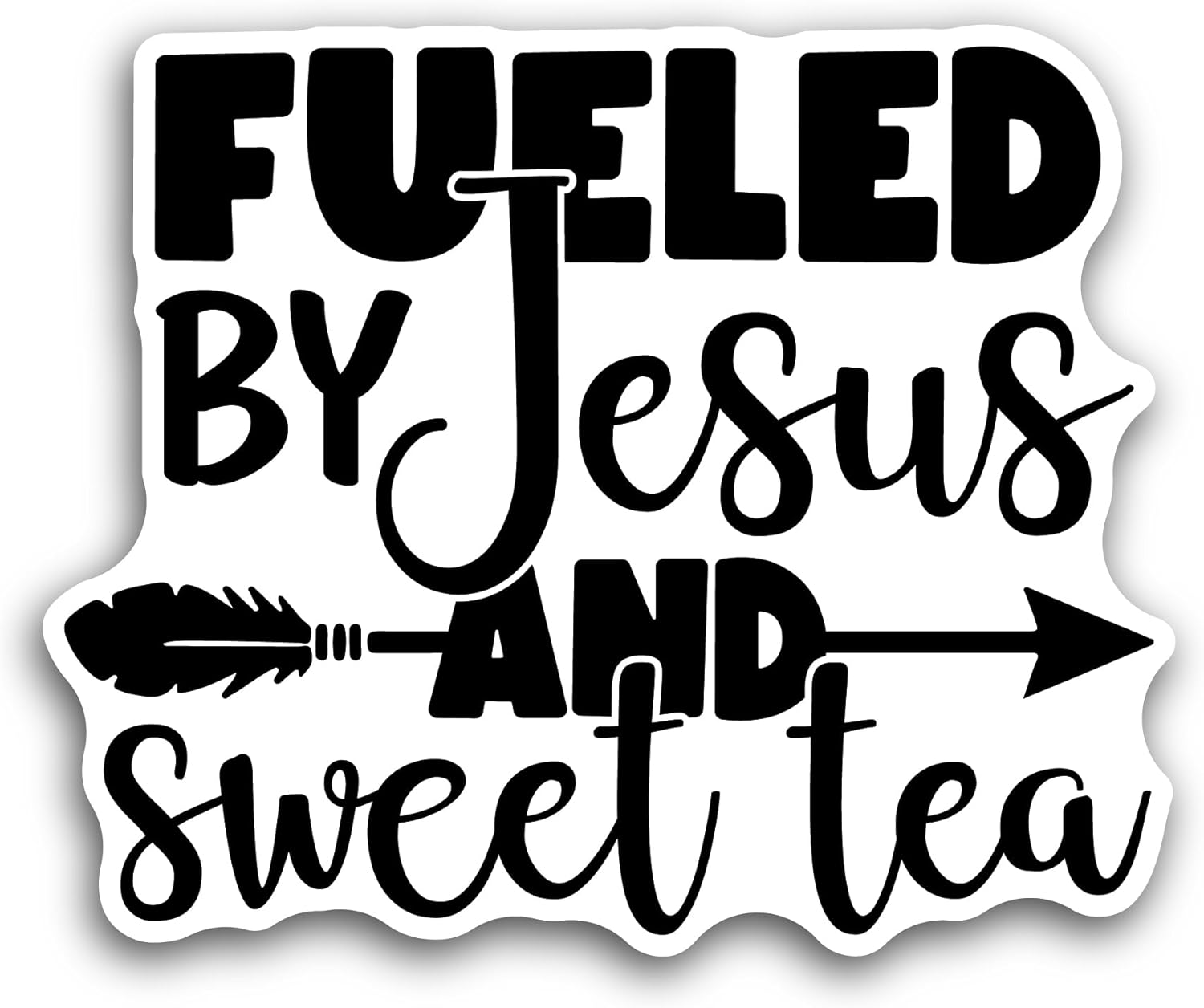 2 (Pieces) 3" and 5" Fueled by Jesus and Sweet Tea Text Sticker, Waterproof Vinyl Decals for Many Purpose Like Cars, Trucks, Laptops, Phones, Windows and More
