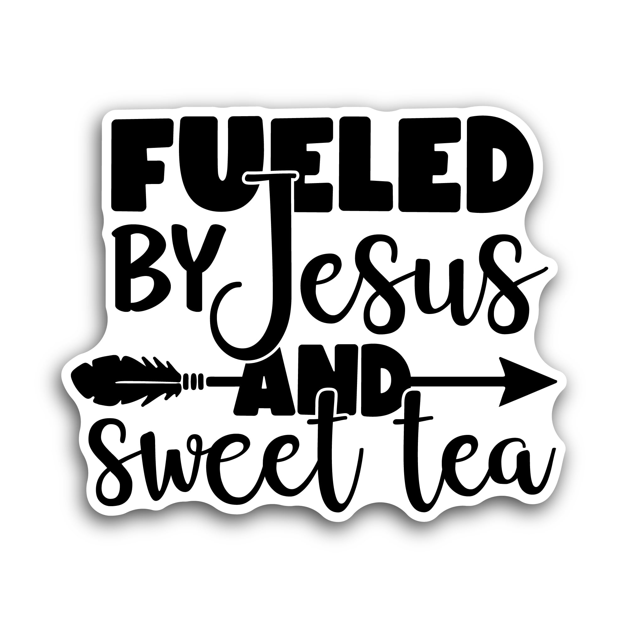 2 (Pieces) 3" and 5" Fueled by Jesus and Sweet Tea Text Sticker, Waterproof Vinyl Decals for Many Pu