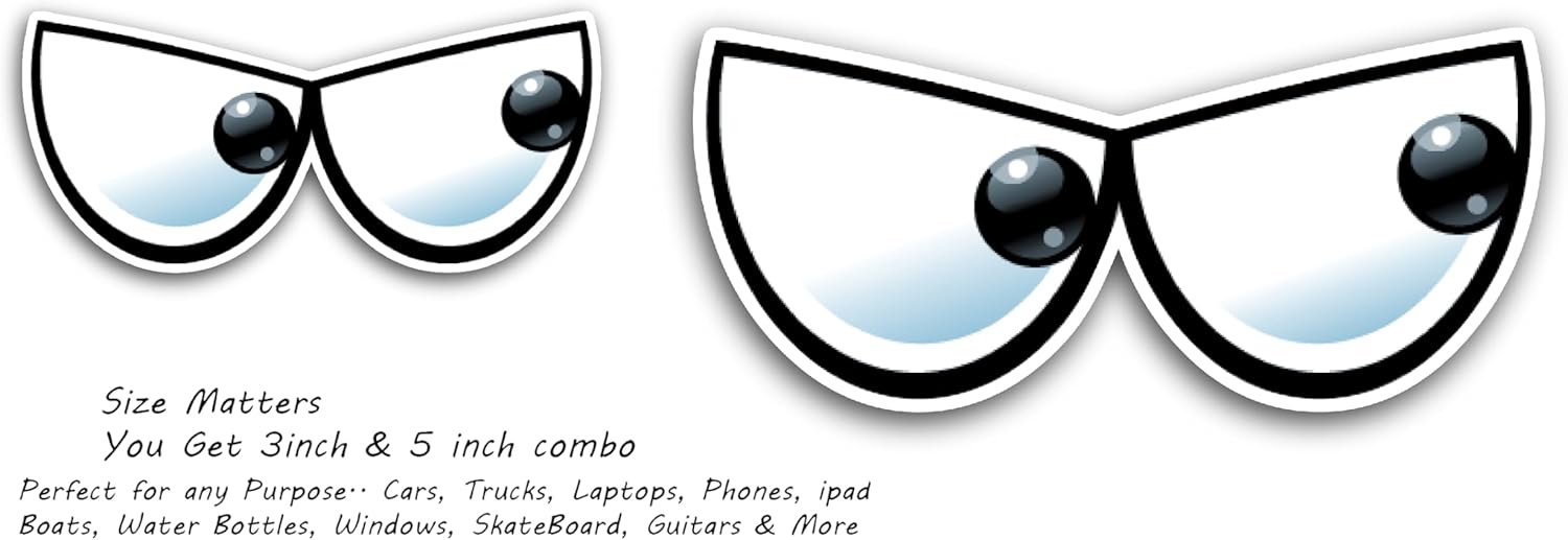 2 (Pieces) 3" and 5" Looking Sideways Decal Sticker, Waterproof Vinyl Decals for Many Purpose Like Cars, Trucks, Laptops, Phones, Windows and More