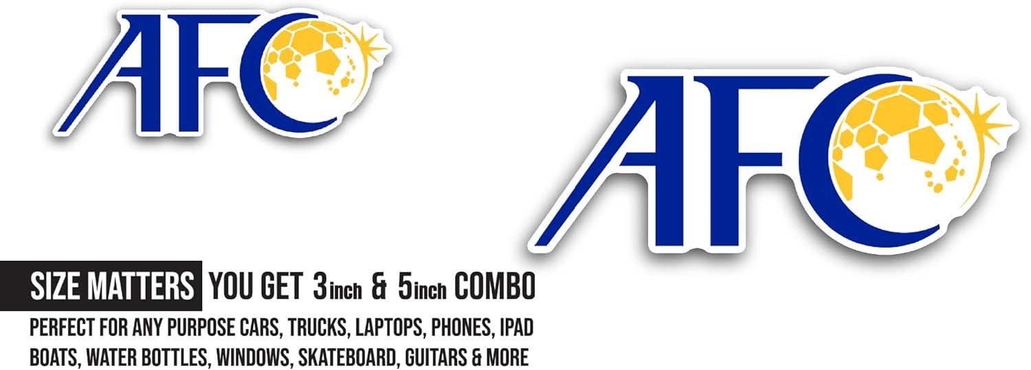 2 (Pieces) 3" and 5" Asian F00tball Confederation Sticker, Waterproof Vinyl Decals for Many Purpose Like Cars, Trucks, Laptops, Phones, Windows and More