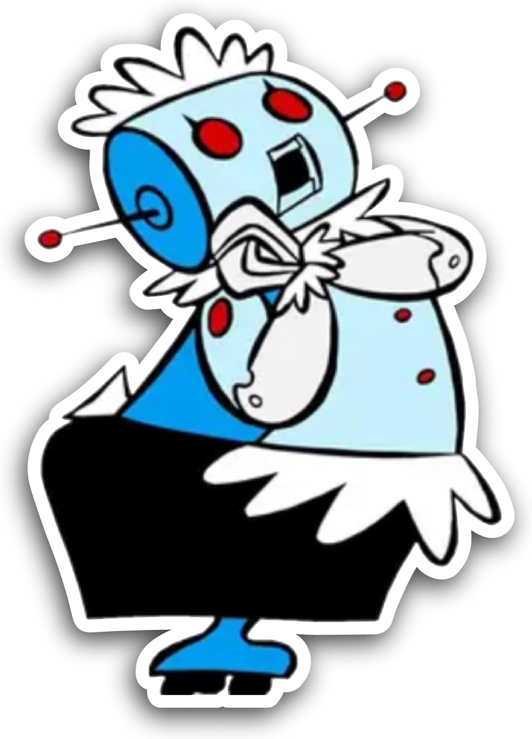 2 (Pieces) 3" and 5" Blue Robot Maid Sticker, Waterproof Vinyl Decals for Many Purpose Like Cars, Trucks, Laptops, Phones, Windows and More