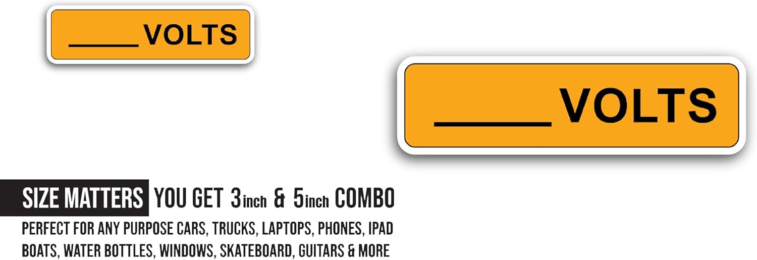 2 (Pieces) 3" and 5" Volts Sticker, Waterproof Vinyl Decals for Many Purpose Like Cars, Trucks, Laptops, Phones, Windows and More