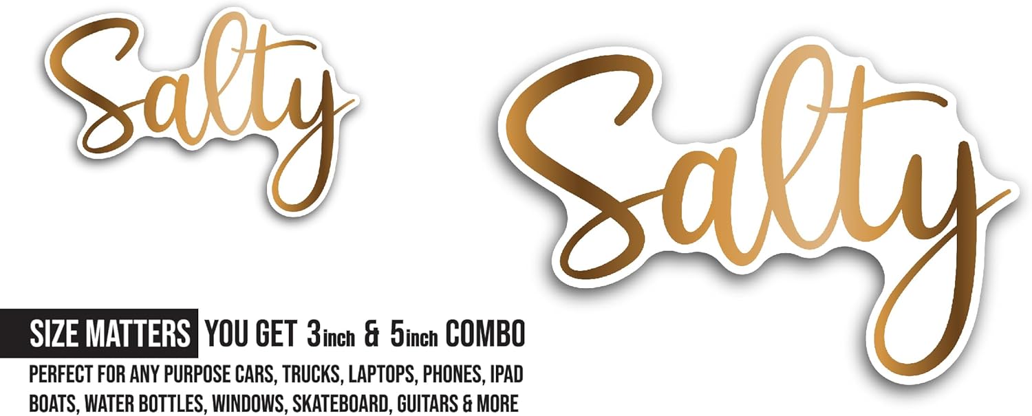 2 (Pieces) 3" and 5" Salty Sticker, Waterproof Vinyl Decals for Many Purpose Like Cars, Trucks, Laptops, Phones, Windows and More