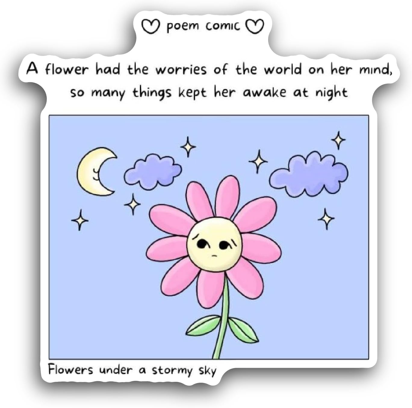 2 (Pieces) 3" and 5" Pink Flower with Clouds Sticker, Waterproof Vinyl Decals for Many Purpose Like Cars, Trucks, Laptops, Phones, Windows and More