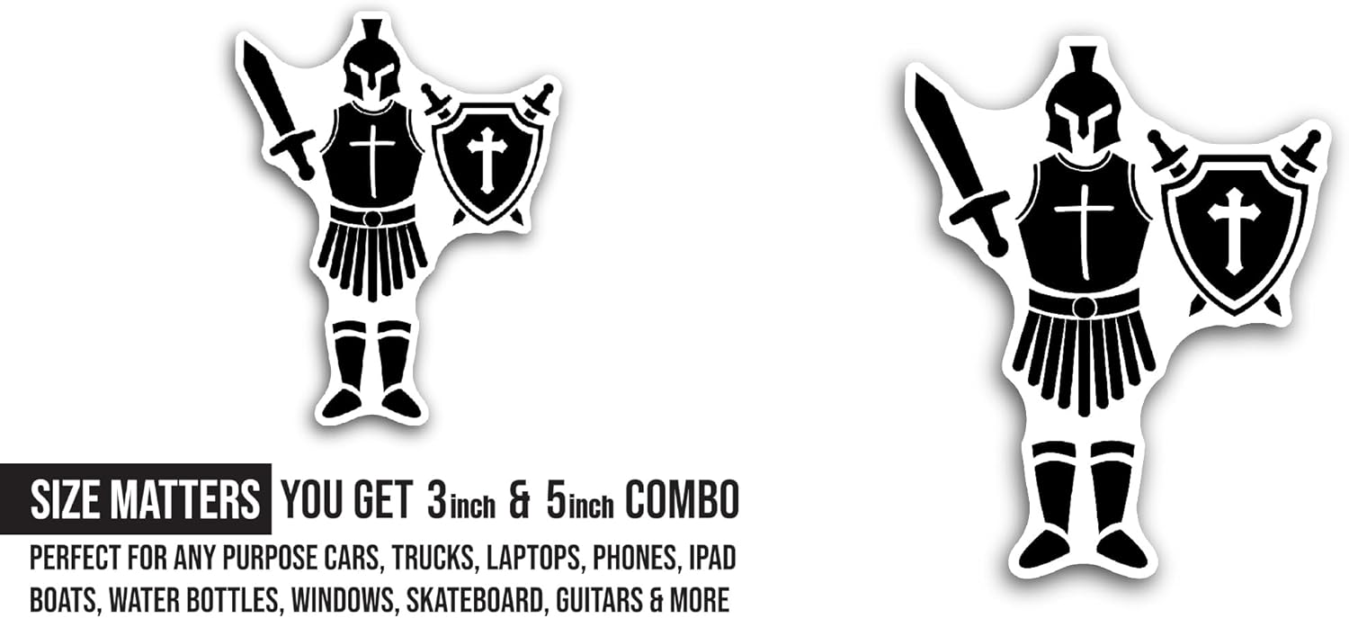 2 (Pieces) 3" and 5" Knight GuardianSticker, Waterproof Vinyl Decals for Many Purpose Like Cars, Trucks, Laptops, Phones, Windows and More