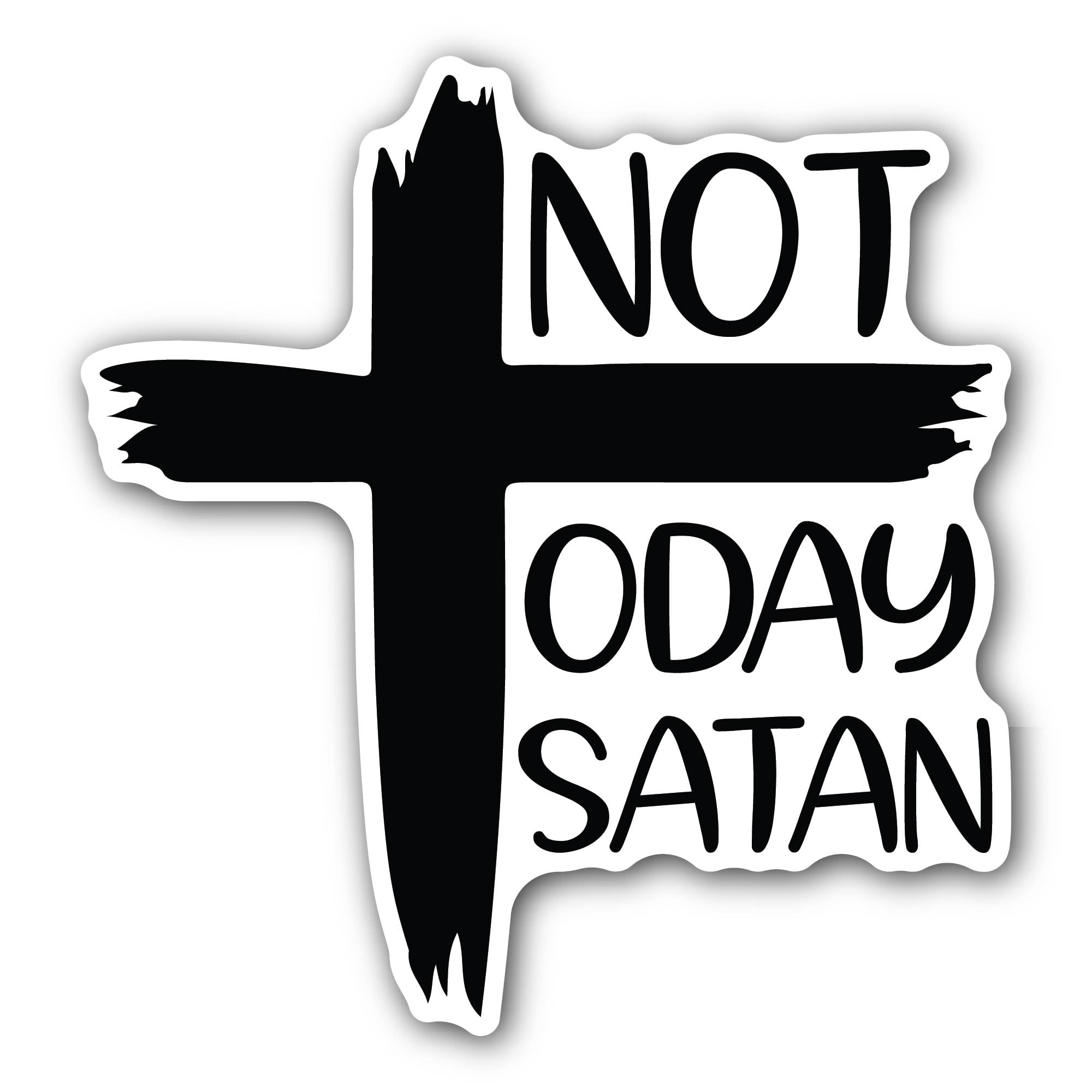 2 (Pieces) 3" and 5" Not Today Satan Text Sticker, Waterproof Vinyl Decals for Many Purpose Like Car