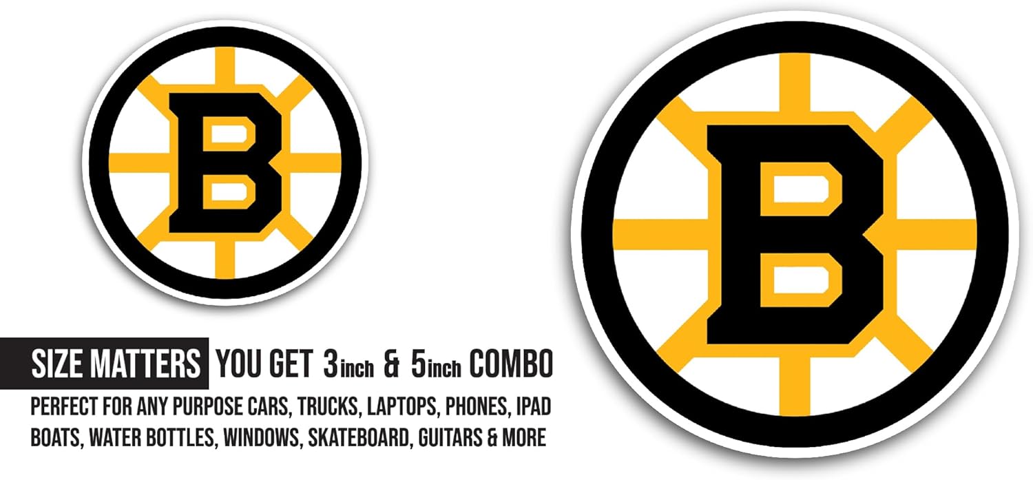 2 (Pieces) 3" and 5" Bost0n Bruins Sticker, Waterproof Vinyl Decals for Many Purpose Like Cars, Trucks, Laptops, Phones, Windows and More