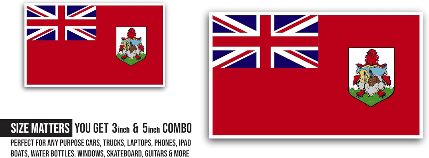 2 (Pieces) 3" and 5" Bermuda Sticker, Waterproof Vinyl Decals for Many Purpose Like Cars, Trucks, Laptops, Phones, Windows and More