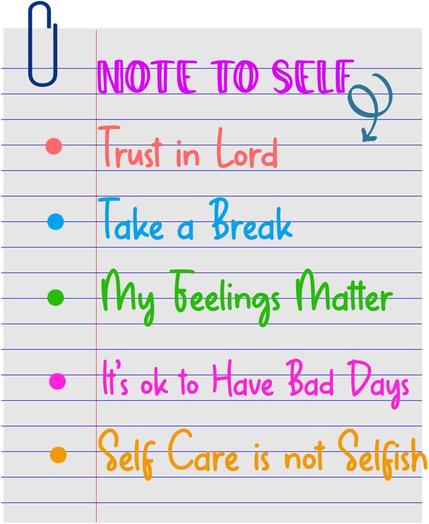 Inspirational Quote "Not to Self Trust in Lord Take A Break My Feelings Metter Its Ok to Have Bad Day Self Care is Not Selfish" Motivational Sticker Vinyl Decal - 5" Vinyl Sticker Waterproof