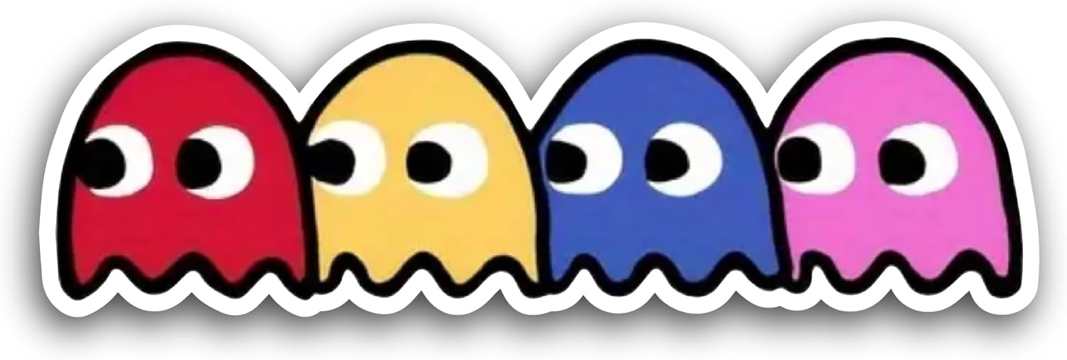 2 (Pieces) 3" and 5" Colorful Ghosts Sticker, Waterproof Vinyl Decals for Many Purpose Like Cars, Trucks, Laptops, Phones, Windows and More