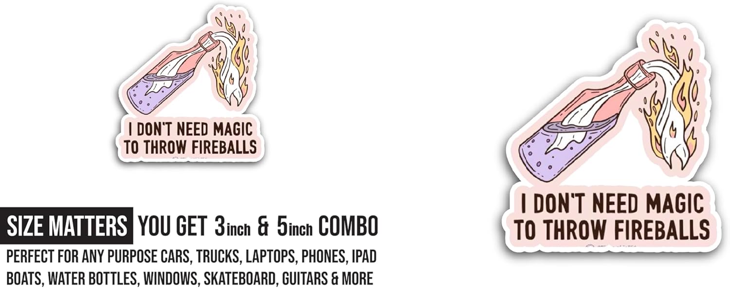 2 (Pieces) 3" and 5" I Dont Need Magic Sticker, Waterproof Vinyl Decals for Many Purpose Like Cars, Trucks, Laptops, Phones, Windows and More