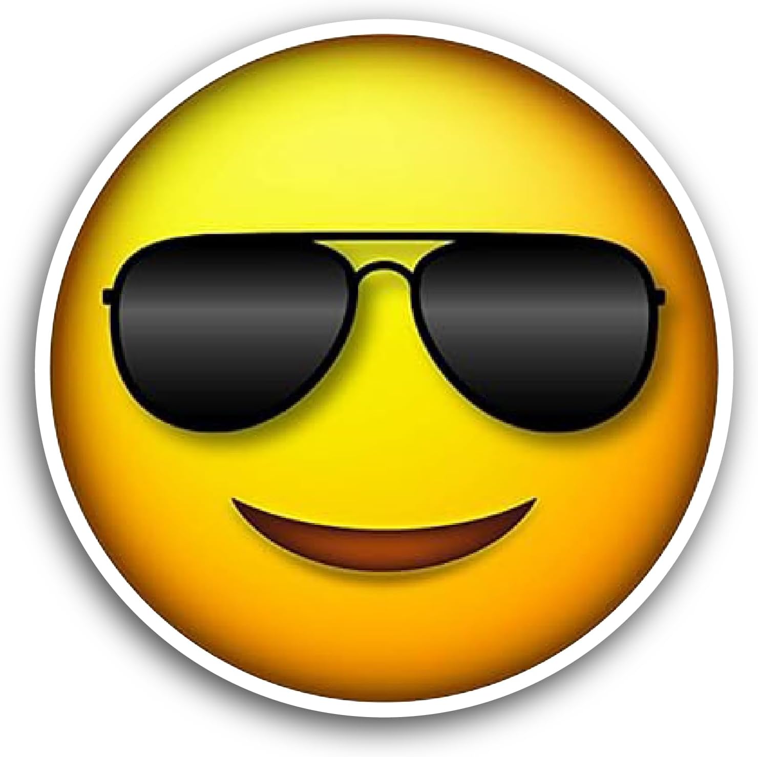 2 (Pieces) 3" and 5" Smiley Sunglasses Face Sticker, Waterproof Vinyl Decals for Many Purpose Like Cars, Trucks, Laptops, Phones, Windows and More