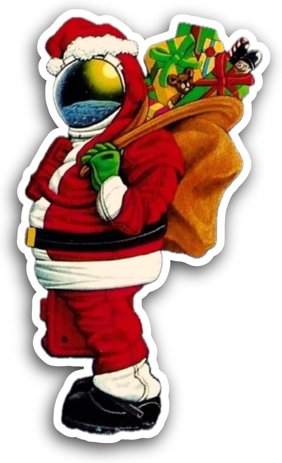 2 (Pieces) 3" and 5" Santa Claus in Space Sticker, Waterproof Vinyl Decals for Many Purpose Like Cars, Trucks, Laptops, Phones, Windows and More