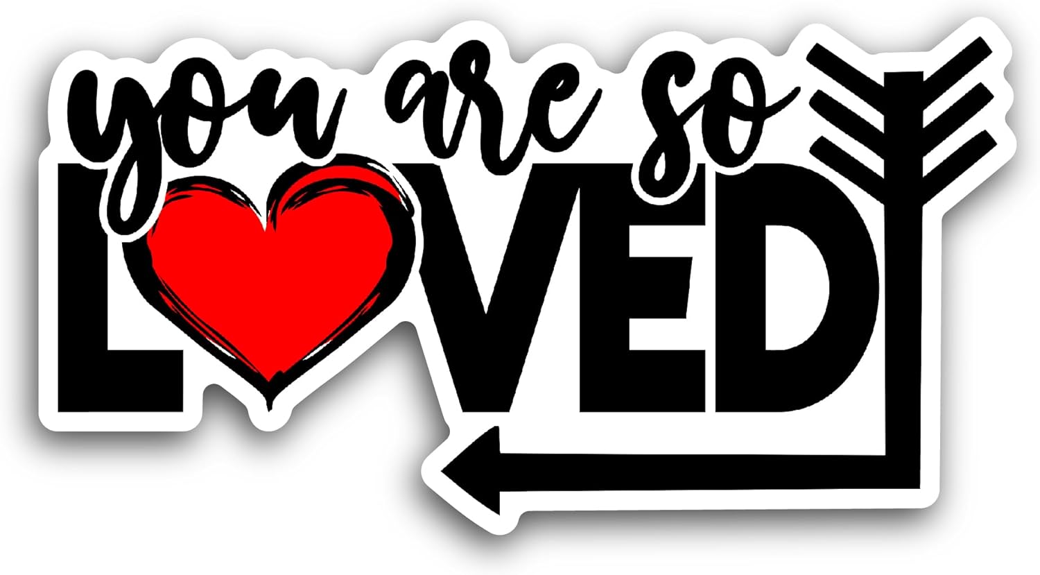 2 (Pieces) 3" and 5" Loved Text Sticker, Waterproof Vinyl Decals for Many Purpose Like Cars, Trucks, Laptops, Phones, Windows and More