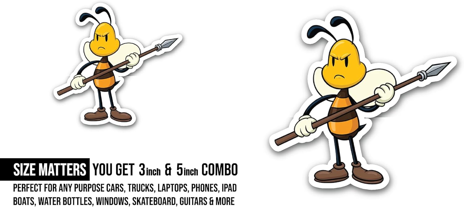 2 (Pieces) 3" and 5" Bee Guard Sticker, Waterproof Vinyl Decals for Many Purpose Like Cars, Trucks, Laptops, Phones, Windows and More