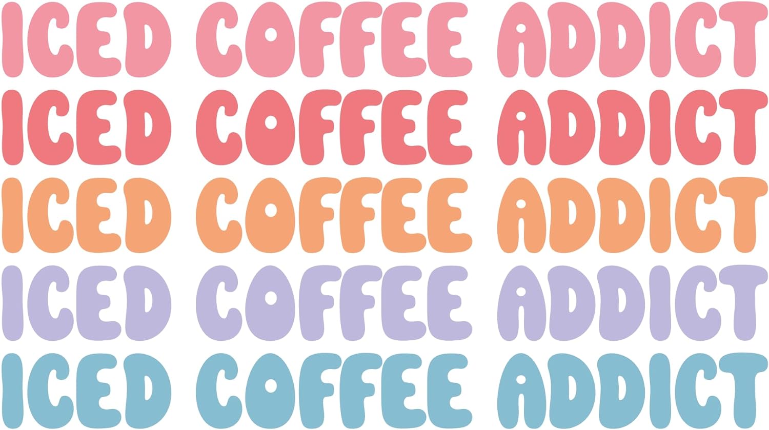 Inspirational Quote "Iced Coffee Addict in Different Color" Motivational Sticker Vinyl Decal Motivation Stickers- 5" Vinyl Sticker Waterproof
