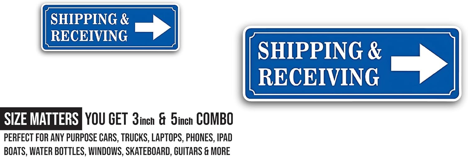 2 (Pieces) 3" and 5" Shipping & Receiving Sticker, Waterproof Vinyl Decals for Many Purpose Like Cars, Trucks, Laptops, Phones, Windows and More