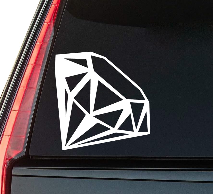 Diamond Window Vinyl Decal Sticker 6" (White), Waterproof Vinyl Decals for Many Purpose Like Cars, Trucks, Laptops, Phones, Windows and More