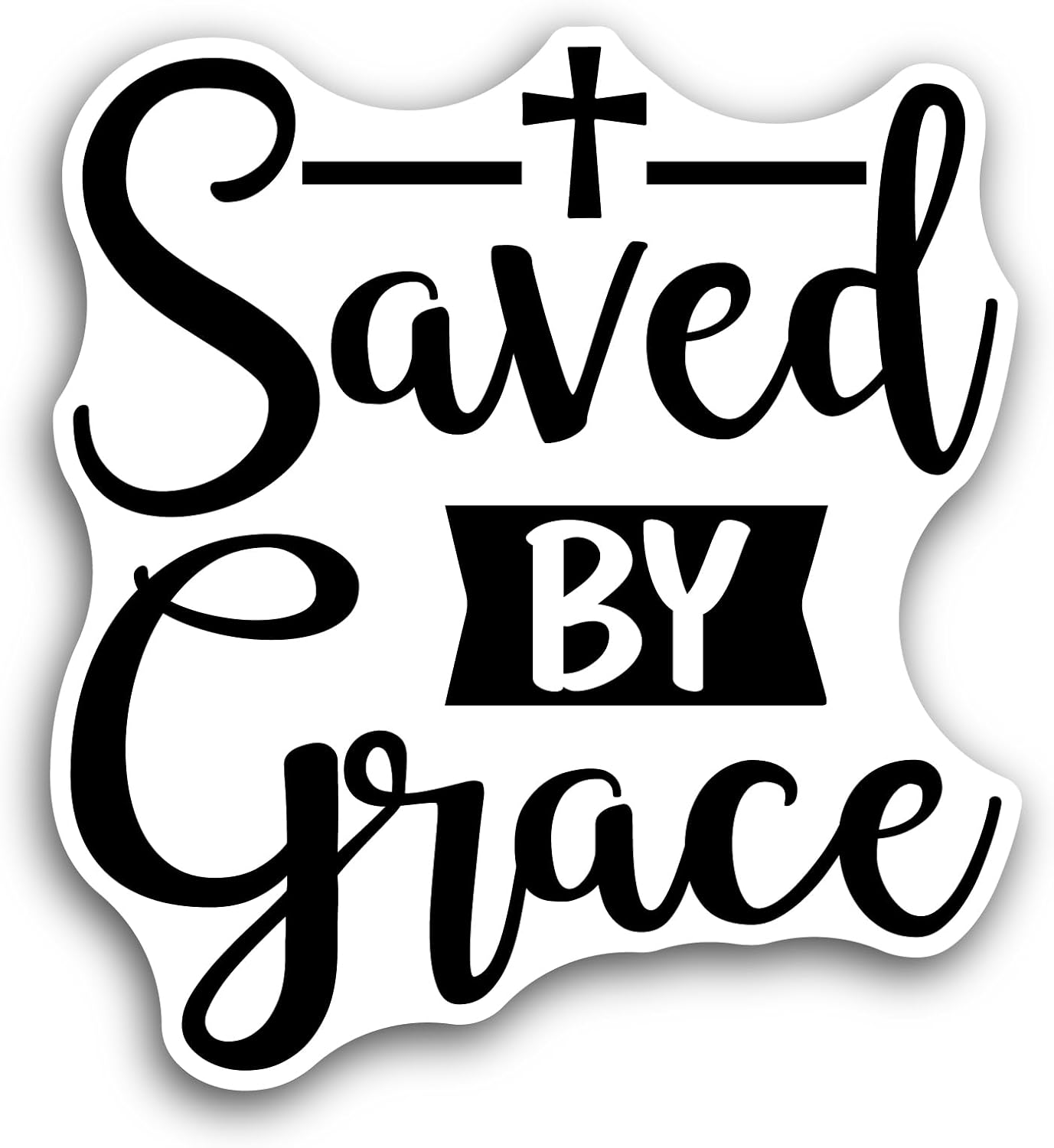 2 (Pieces) 3" and 5" Saved by Grace Sticker, Waterproof Vinyl Decals for Many Purpose Like Cars, Trucks, Laptops, Phones, Windows and More