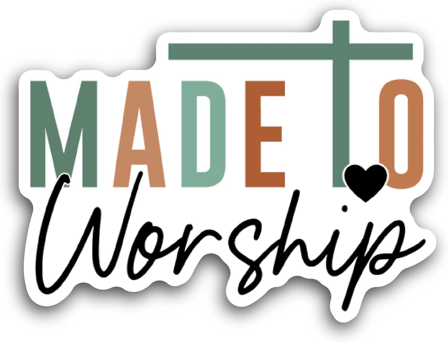 2 (Pieces) 3" and 5" Made to Worship Colorful Text Sticker, Waterproof Vinyl Decals for Many Purpose Like Cars, Trucks, Laptops, Phones, Windows and More