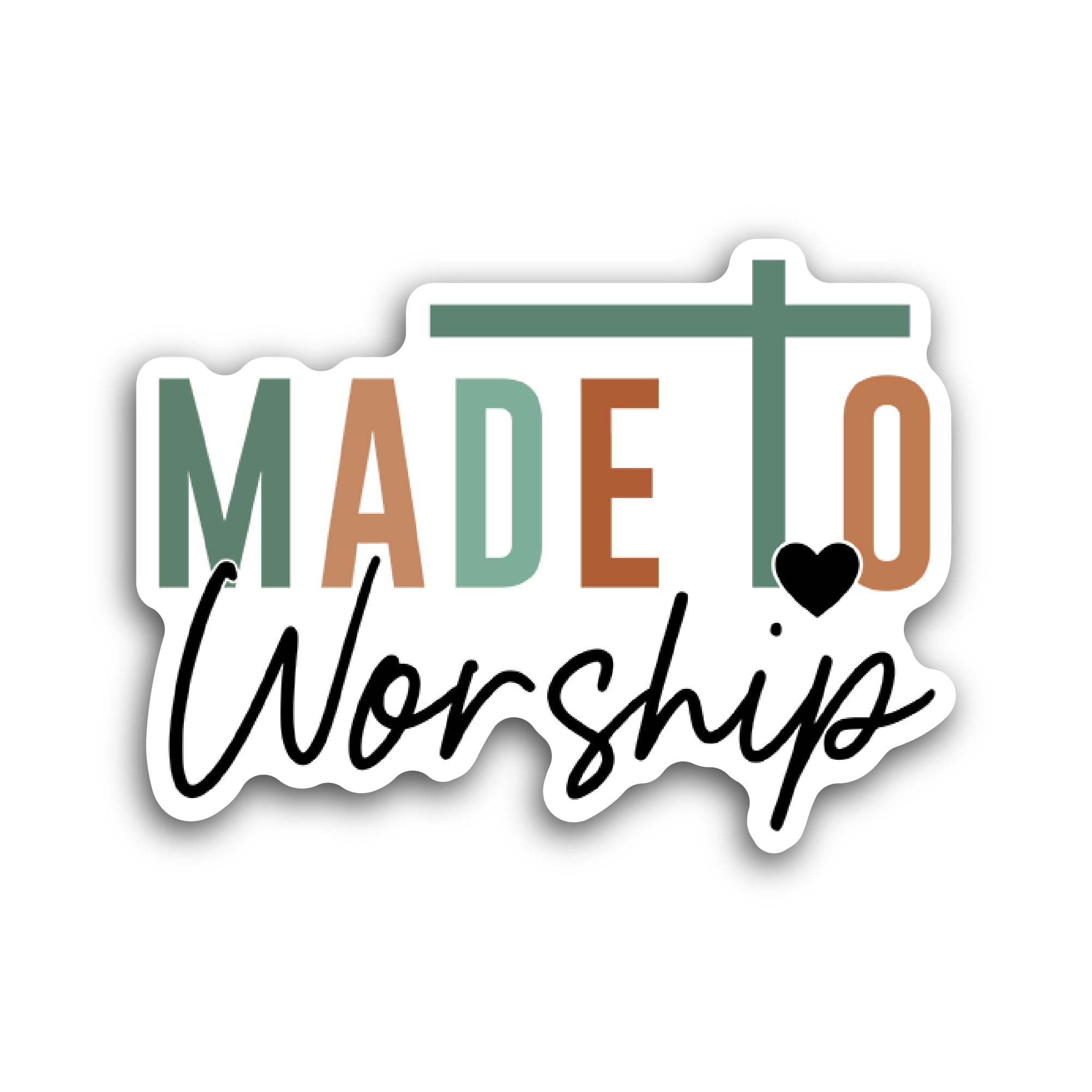 2 (Pieces) 3" and 5" Made to Worship Colorful Text Sticker, Waterproof Vinyl Decals for Many Purpose