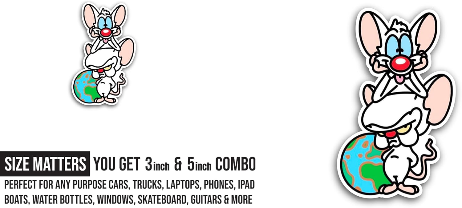 2 (Pieces) 3" and 5" Cartoon Rat Sticker, Waterproof Vinyl Decals for Many Purpose Like Cars, Trucks, Laptops, Phones, Windows and More