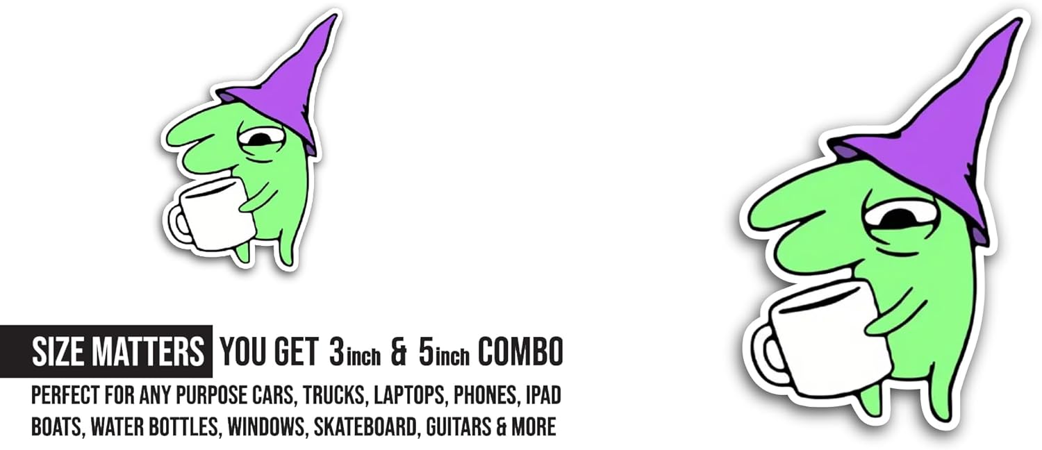 2 (Pieces) 3" and 5" Gleb with Coffee Sticker, Waterproof Vinyl Decals for Many Purpose Like Cars, Trucks, Laptops, Phones, Windows and More