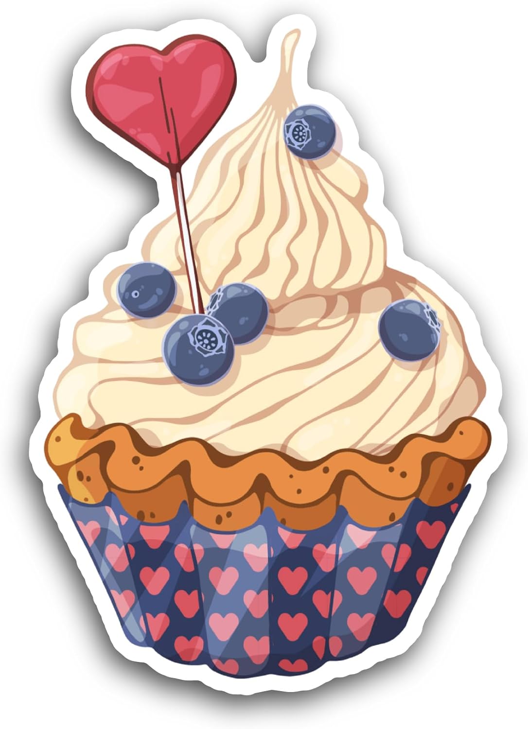 2 (Pieces) 3" and 5" Cupcake with Cream Sticker, Waterproof Vinyl Decals for Many Purpose Like Cars, Trucks, Laptops, Phones, Windows and More