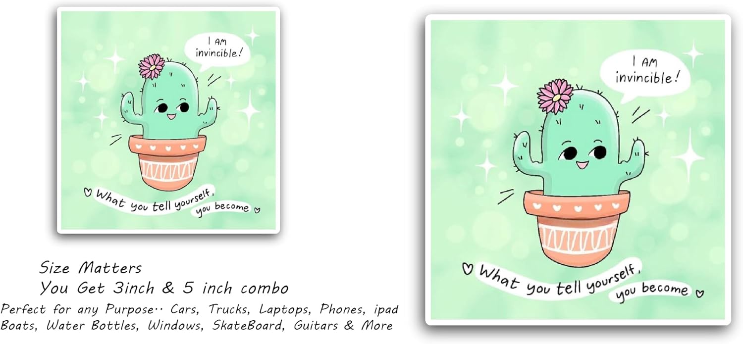 2 (Pieces) 3" and 5" Cute Succulent Sticker, Waterproof Vinyl Decals for Many Purpose Like Cars, Trucks, Laptops, Phones, Windows and More