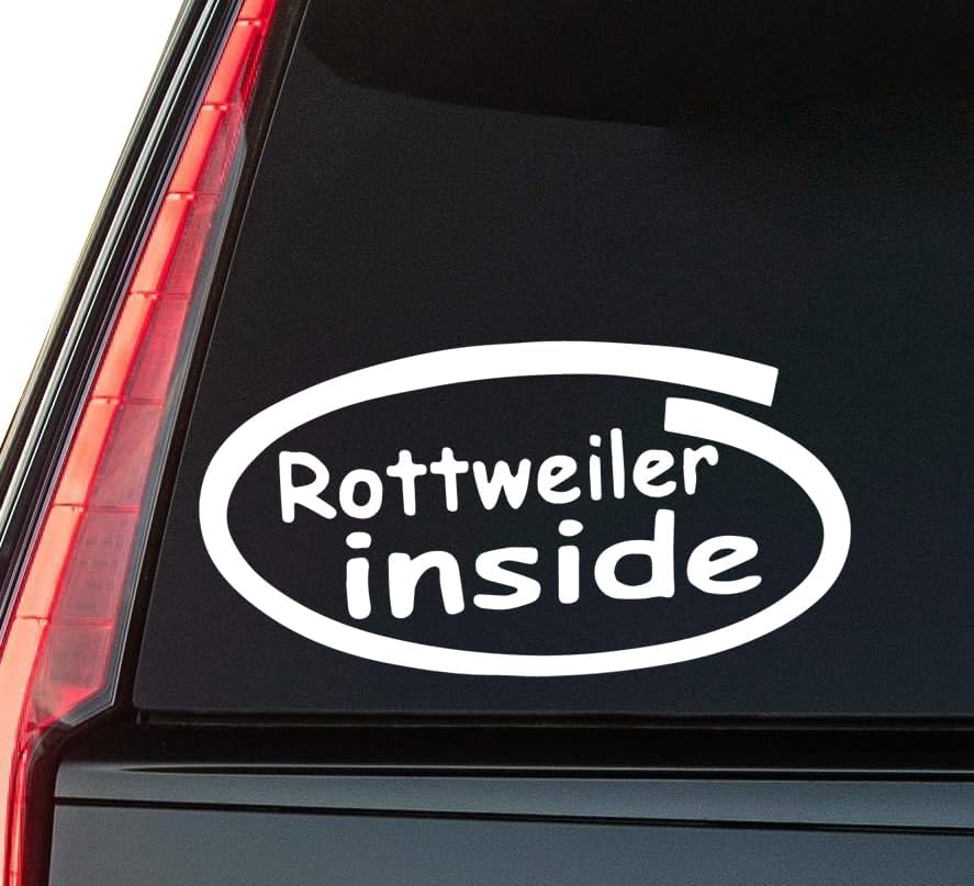 Rottweiler Inside Window Vinyl Decal Sticker 6" (White), Waterproof Vinyl Decals for Many Purpose Like Cars, Trucks, Laptops, Phones, Windows and More