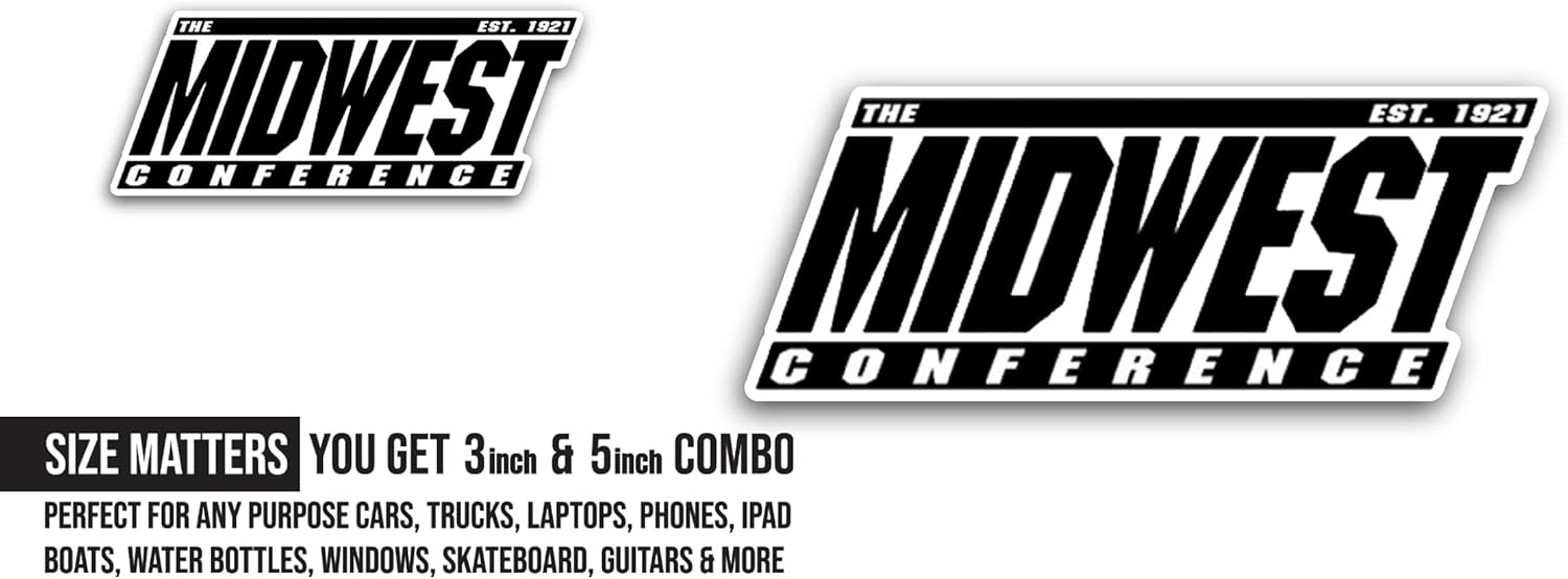 2 (Pieces) 3" and 5" Midwest C0nference Sticker, Waterproof Vinyl Decals for Many Purpose Like Cars, Trucks, Laptops, Phones, Windows and More
