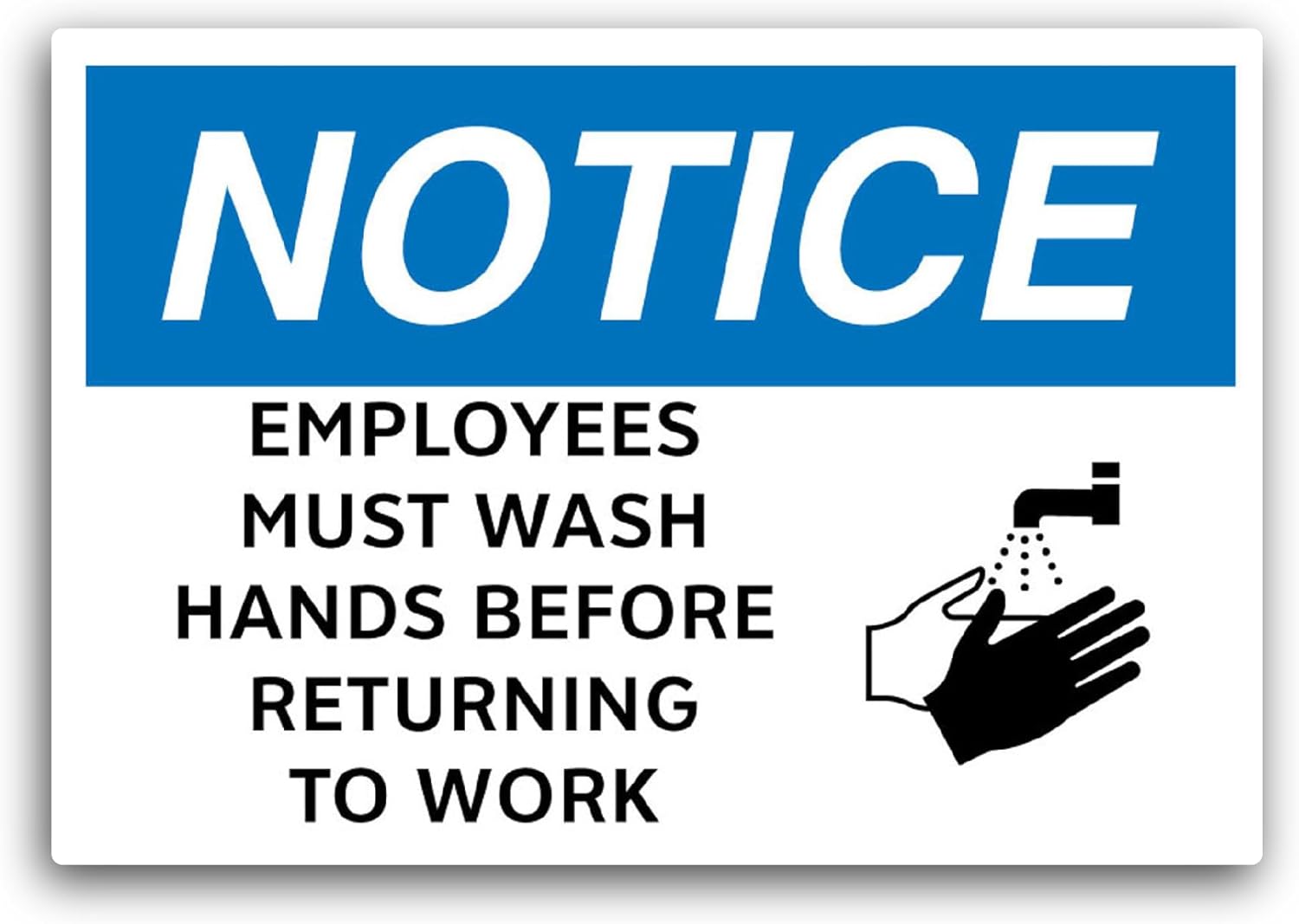 2 (Pieces) 3" and 5" Notice Employees Must Wash Hands Sticker, Waterproof Vinyl Decals for Many Purpose Like Cars, Trucks, Laptops, Phones, Windows and More