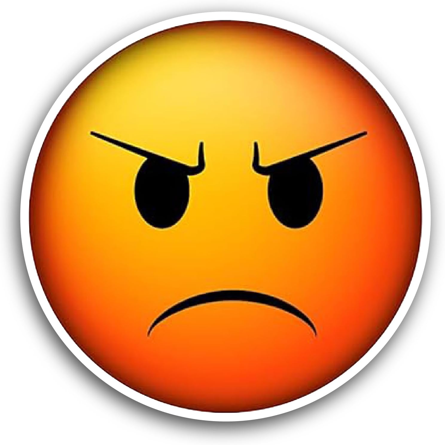 2 (Pieces) 3" and 5" Angry Face Sticker, Waterproof Vinyl Decals for Many Purpose Like Cars, Trucks, Laptops, Phones, Windows and More