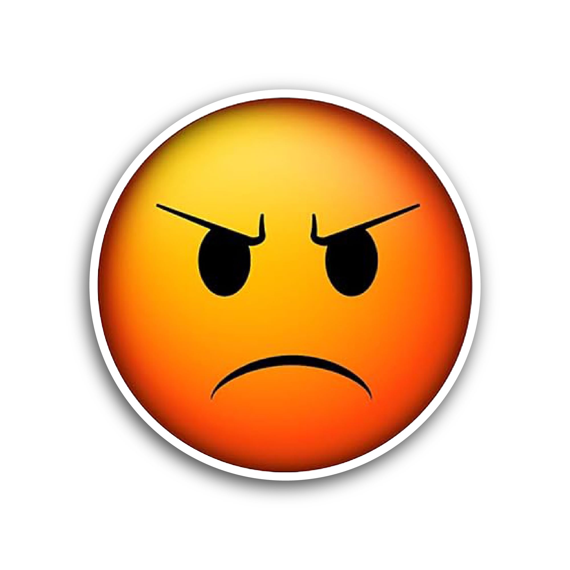 2 (Pieces) 3" and 5" Angry Face Sticker, Waterproof Vinyl Decals for Many Purpose Like Cars, Trucks,